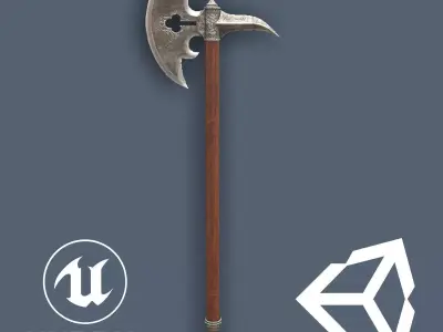 German  Halberd Low-poly 3D model