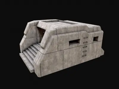 Military Concrete Bunker Base 6 Low-poly 3D model