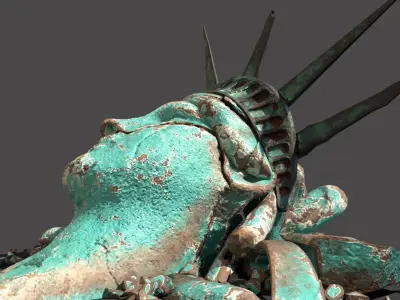 Broken Down Statue Of Libertys Head 3D model