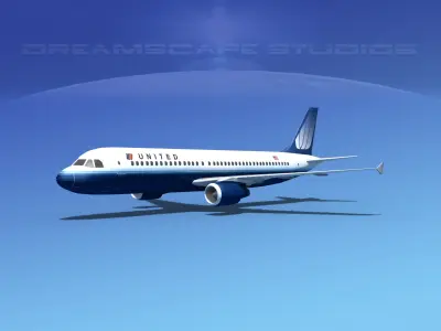 Airbus A320 LP United Airlines 2 Low-poly 3D model