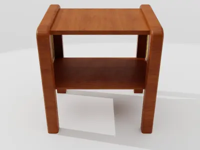 Wooden Side Table with Caned Mesh Free low-poly 3D model