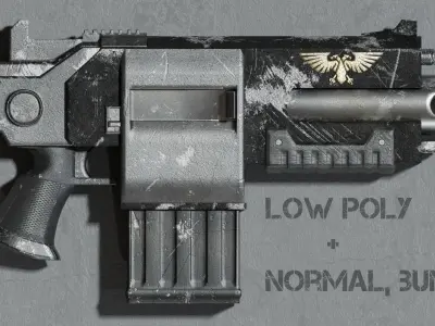 Warhammer 40K Bolter Low-poly 3D model