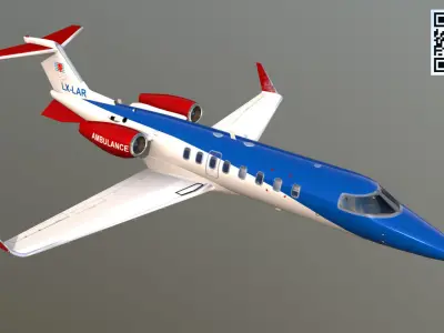 Bombardier Aerospace LearJet 45 European Air Ambulance livery Low-poly 3D model