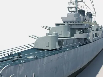 Allen M Sumner-class destroyer Low-poly 3D model