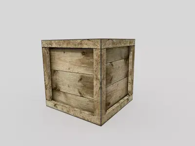 low poly wooden box Low-poly 3D model