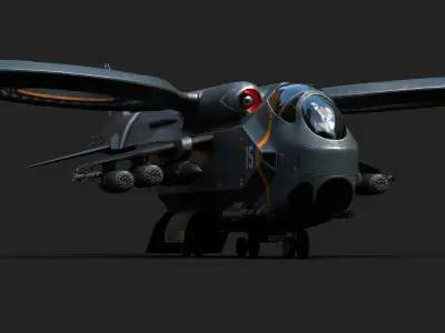 Helicopter Jet Airplane Spaceship Si-Fi Vehicle Space Fighter Low-poly 3D model
