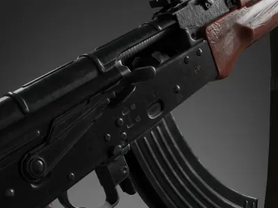 AK-47 Realistic rifle Low-poly 3D model