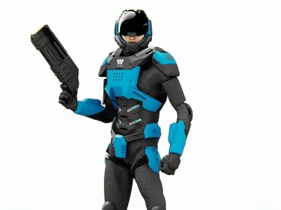 CYBER COP DC-100 Rigged for Unreal Engine - Unity - MIXAMO 3D model