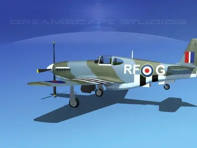 North American Mustang X RAF V09 3D model