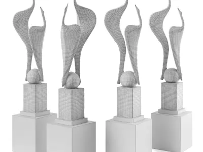 Cranes modern sculpture 3D model