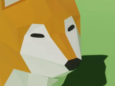 Shiba Inu - low-poly 3D model rigged dog Low-poly 3D model