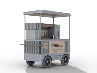 Futuristic Ice Cream Cart Low-poly 3D model