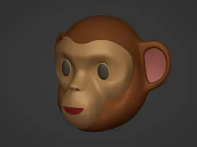 Monkey Head Emoji Low-poly 3D model