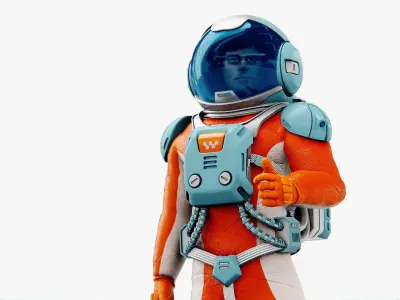 MARS COLONY ASTRONAUT V-2  RIGGED 3D model