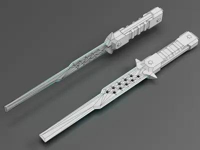 Stylized Battle Knifes Pack Low-poly 3D model