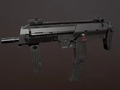 MP7 submachinegun 4K PBR Textures AAA Low-poly 3D model