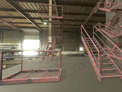 Modular Industrial Staircase Rusted Low-Poly Low-poly 3D model