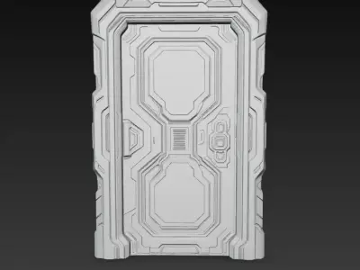 sci-fi door Low-poly 3D model 8