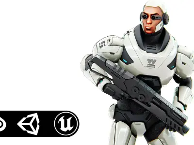 CYBORG SOLDIER F-200  Rigged for Unreal Engine - Unity - MIXAMO  3D model