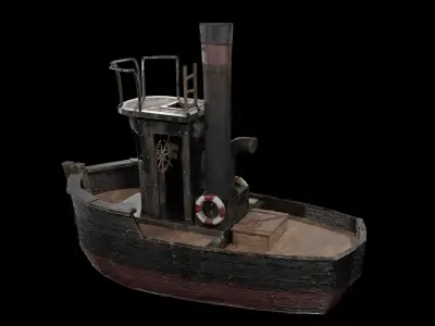 Old Boat Low-poly 3D model