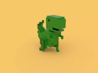 Dinosaur Game Chrome Dino Game 3D Animated Low-poly 3D model