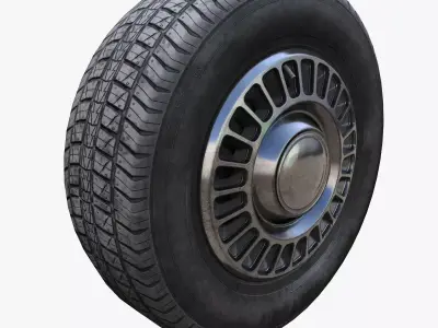 90s sedan wheel PBR Low-poly 3D model