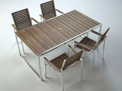 dining Wooden table-outdoor 3D model