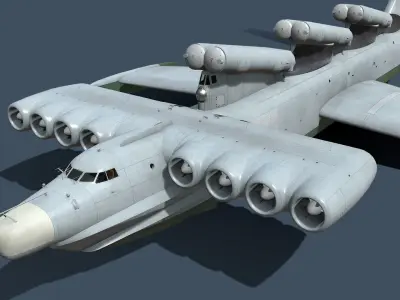 Lun-class ekranoplan project 903 Low-poly 3D model