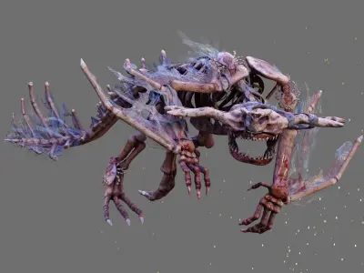 Zombie Bone Beast Low-poly 3D model
