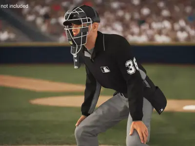 Baseball Umpire with Protective Mask Ready Pose 3D model