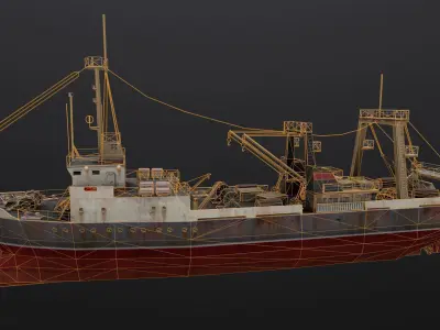 Fishing trawler Low-poly 3D model