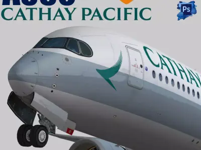 Airbus A350-900 XWB Cathay Pacific Low-poly 3D model