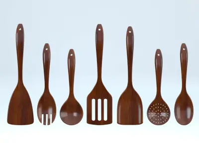 Wooden Kitchen Utensils Set(1) 3D model