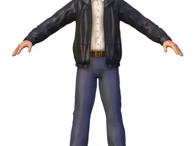 Subdivision Man Body Leather Jacket Low-poly 3D model