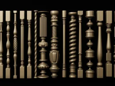 Set of balusters for interior design Free 3D model