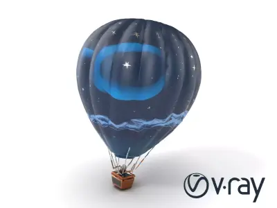 Celestial-Themed Hot Air Balloon Model Pack Low-poly 3D model