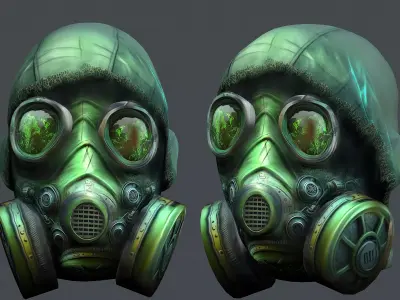 Gas mask helmet 3d model military combat fantasy cyborg Low-poly 3D model