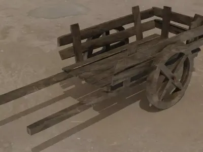 Medieval cart Low-poly 3D model