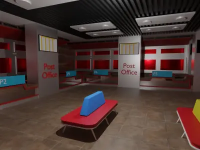 Post Office Interior Low-poly 3D model