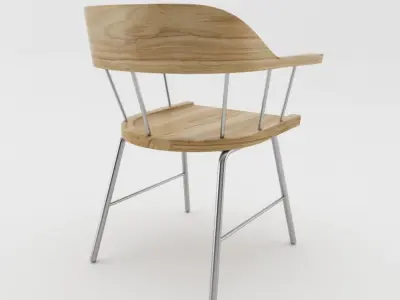 chair wooden with metal legs Free low-poly 3D model