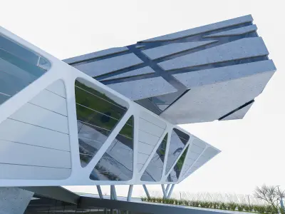 Modern Museum Building Low-poly 3D model