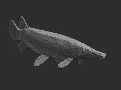 Low Poly Aligator Gar Low-poly 3D model