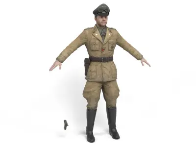 German Officer 3 - Afrika Korps Low-poly 3D model