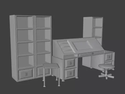 Modern Desk Furniture 3D model