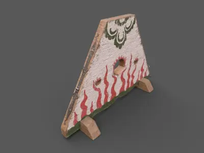 Medieval kneeing pillory with lock Low-poly 3D model