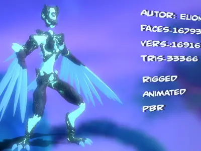 Monster Crystal Phoenix Low Poly model Low-poly 3D model