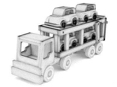 Wooden toy truck 13 3D model