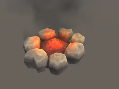 Hand painted camp fire pack for unity Low-poly 3D model