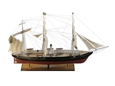 Steamsail Hartford Sail Warship 3D model