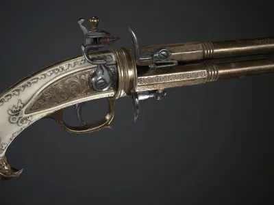 Collection of classic guns 2 Low-poly 3D model